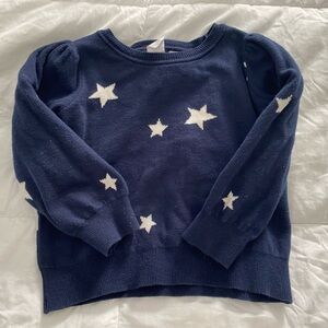 Baby GAP toddler girls sweater size 4yrs navy white star 100% cotton long sleeve